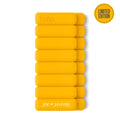 Stack of yellow bars with 'bala' and 'Sol de Janeiro' branding on a white background.